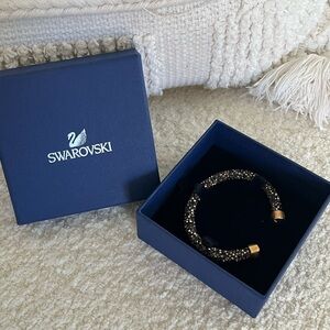 Swarovski Smokey Crystal “Dust” Open-Cuff with Rose Gold Metal Ends